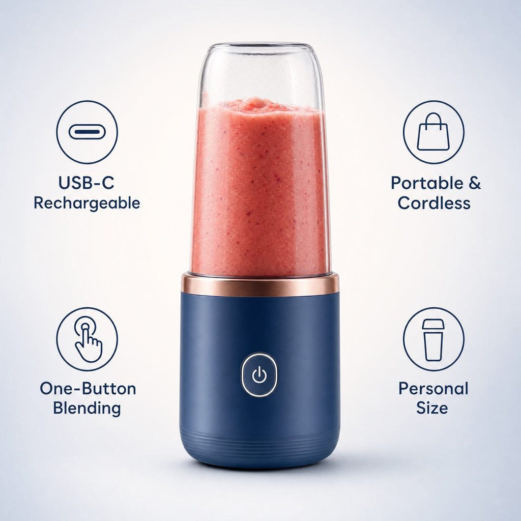 Portable Blender with 6 Blades, USB-Rechargeable Smoothie Cup