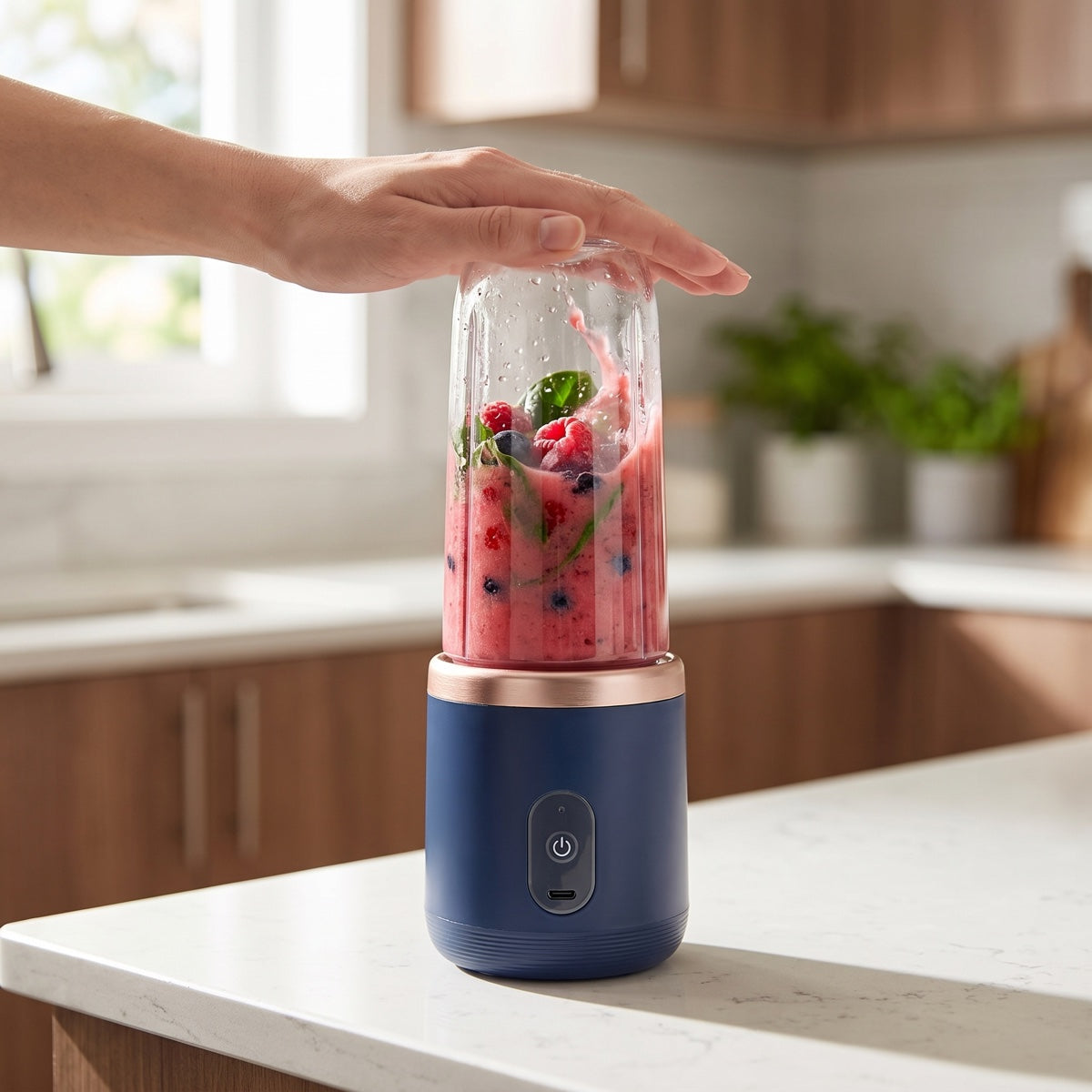 Portable Blender with 6 Blades, USB-Rechargeable Smoothie Cup